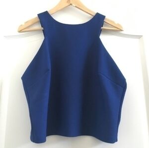 NWOT Bisou Bisou Women’s Blue Crop Top Size Medium.